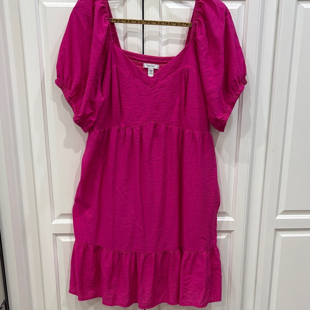 Nine West Pink Puff Sleeve Dress